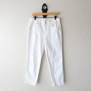 1822 Denim Size 8 White High Rise Straight Jeans Utility Pockets Cropped